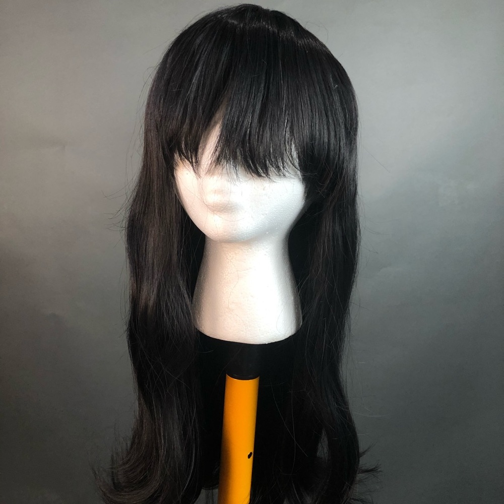 HARD FRONT Black Wig with Bangs